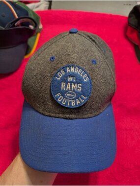 New Era 39THIRTY Los Angeles Rams NFL 100 Hat Grey Blue 1937 Stretch Fit Cap S/M